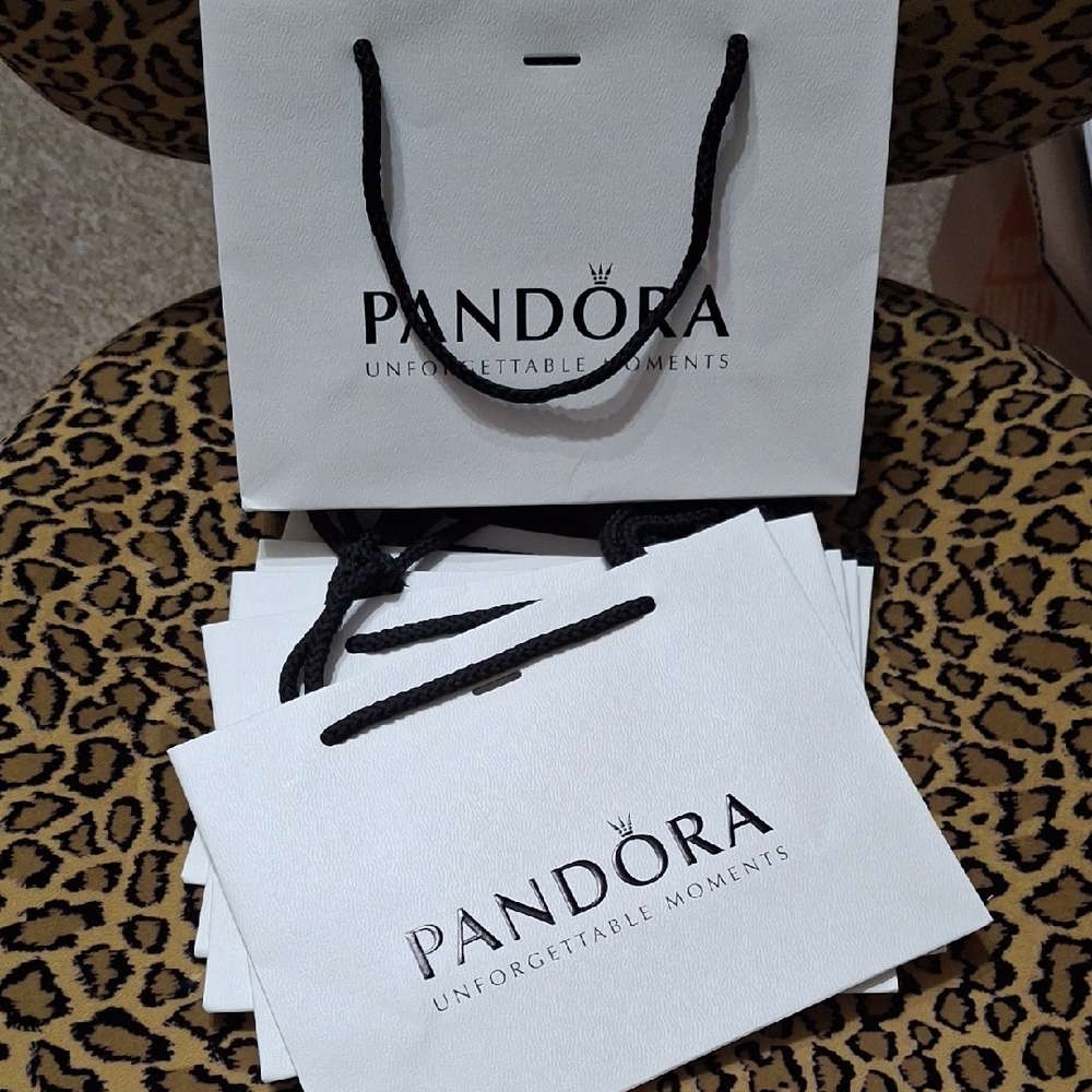 Pandora Set Of 6 Elegant White Gift Bags-NEW!